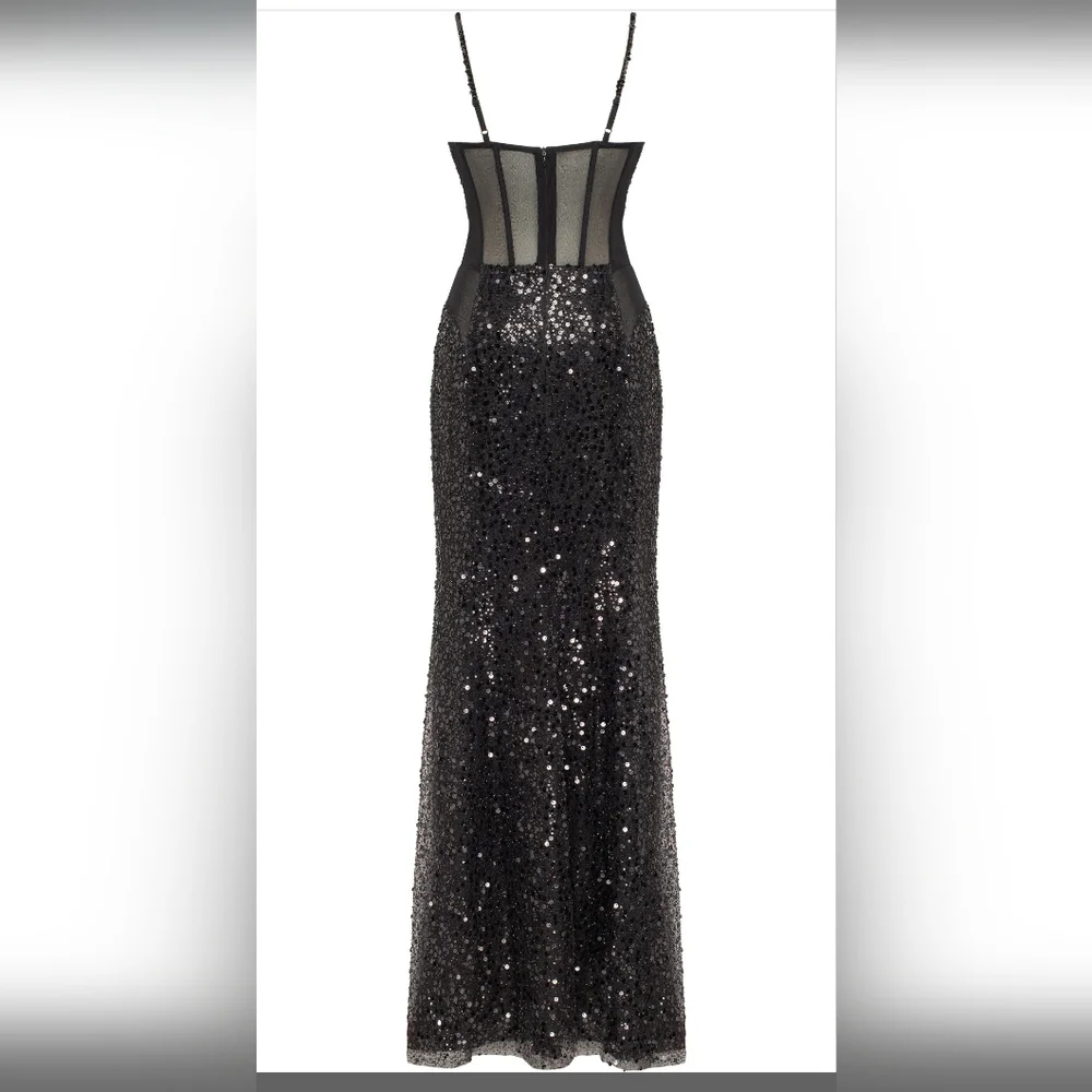 NWT Milla Bizzare Fully Sequined Tie-Straps Maxi Dress - Picture 7 of 14